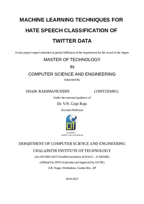 Machine learning techniques for hate speech classification of twitter ... - coolestguyplanet.net