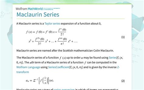 Maclaurin Series -- from Wolfram MathWorld - wintechmobiles.com