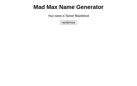 MAD MAX Name Generator by BleuNinja on DeviantArt