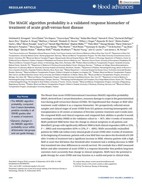 MAGIC biomarkers of acute graft-versus-host disease: …