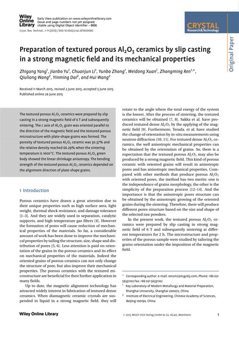 Magnetic slip casting for dense and textured ceramics: A review of ... - muktibox.com