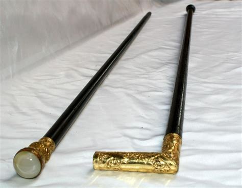 MAGNIFICENT 19C 2P GOLD PLATED WALKING CANES WITH …