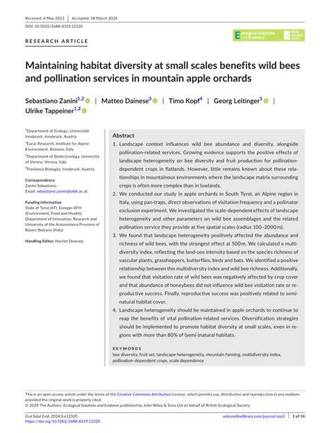 Maintaining habitat diversity at small scales benefits wild bees and ... - raincitystudios.com