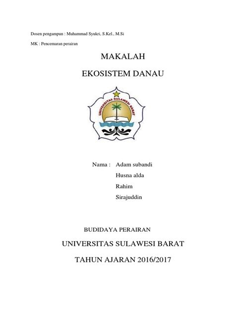 Makalah Ekosistem Danau | PDF - Scribd - muktibox.com