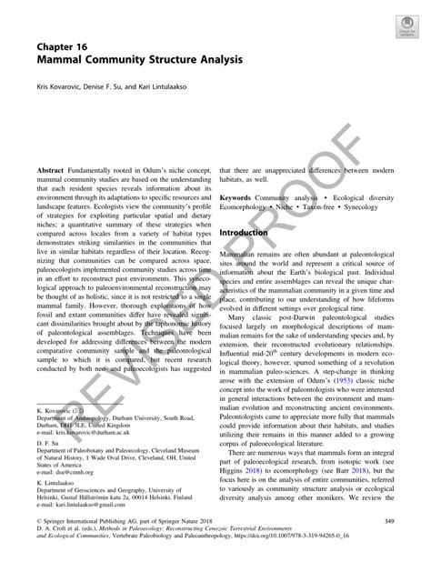Mammal Community Structure Analysis: … - raincitystudios.com
