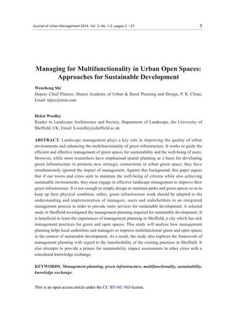 Managing for Multifunctionality in Urban Open Spaces: Approaches for ... - raincitystudios.com