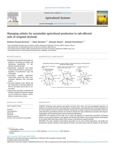 Managing salinity for sustainable agricultural production in salt ... - raincitystudios.com