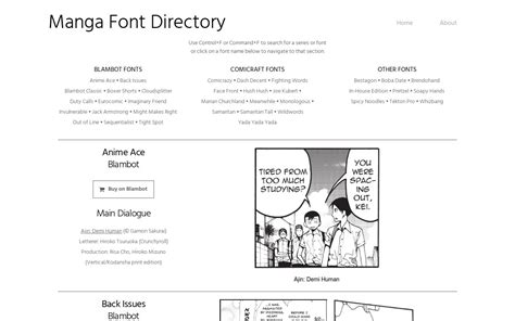 Manga Font Directory - muktibox.com