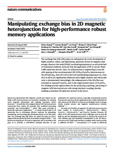 Manipulating exchange bias in 2D magnetic heterojunction for high ... - wintechmobiles.com