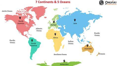 MAP OF THE 5 OCEANS AND THE 7 CONTINENTS - raincitystudios.com