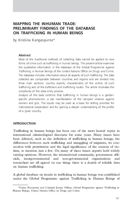MAPPING THE INHUMAN TRADE: PRELIMINARY FINDINGS OF THE ...