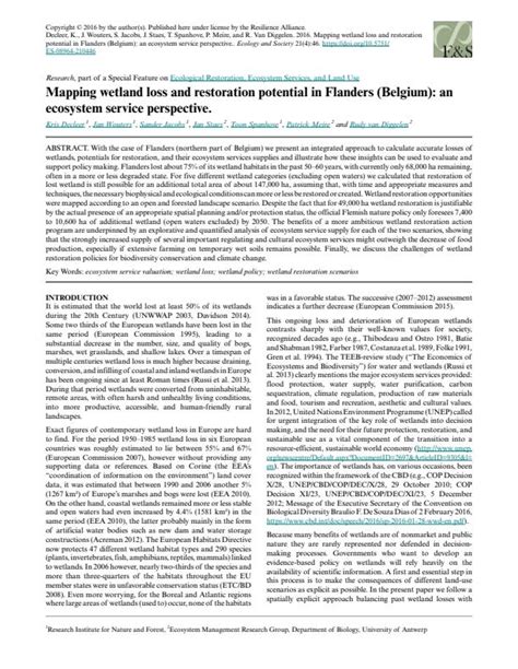 Mapping wetland loss and restoration potential in Flanders (Belgium ... - wintechmobiles.com