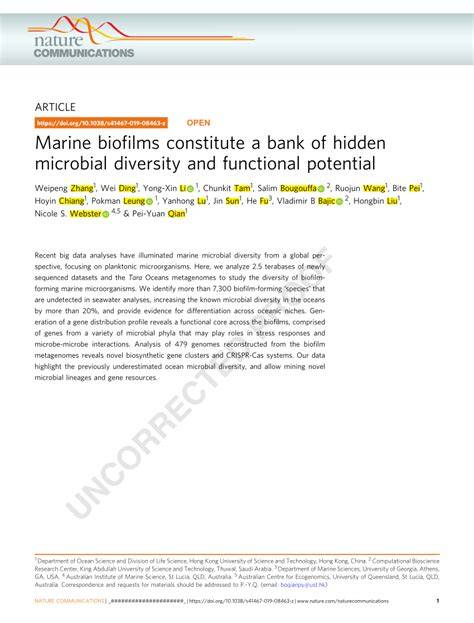 Marine biofilms constitute a bank of hidden microbial ... - Nature - raincitystudios.com