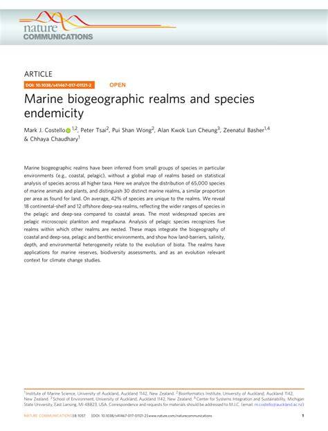 Marine biogeographic realms and species endemicity - Nature - raincitystudios.com