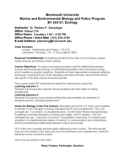 Marine Ecology Immersion Syllabus Spring 2026 PDF - biology.ufl.edu - raincitystudios.com