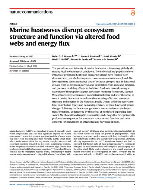 Marine heatwaves disrupt ecosystem structure and function via altered ... - muktibox.com