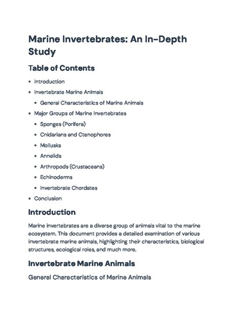 Marine Invertebrates: Detailed Study for Bio 101 Final Exam - raincitystudios.com