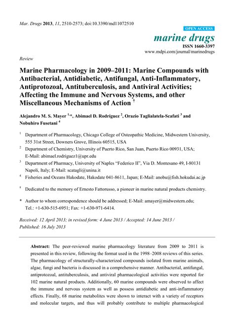 Marine pharmacology in 2009-2011: marine compounds with ... - PubMed - raincitystudios.com