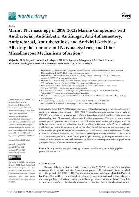 Marine pharmacology in 2018: Marine compounds with antibacterial ... - raincitystudios.com