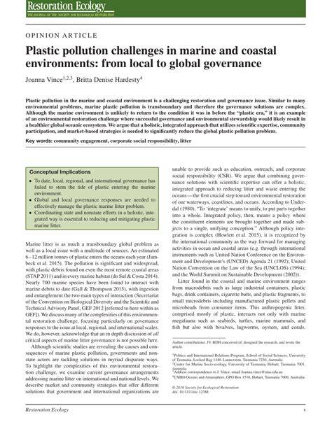 Marine plastic pollution governance: the role and challenges of ... - raincitystudios.com