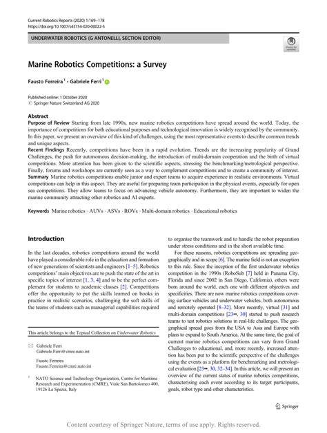 Marine Robotics Competitions: a Survey - PMC - raincitystudios.com
