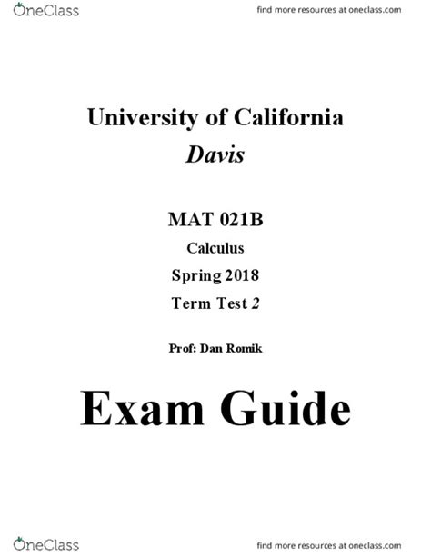 MAT 21B Midterm MAT 021B Term Test 2 OneClass