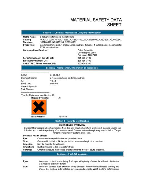 MATERIAL SAFETY DATA SHEET OF LAB SULPHONIC ACID