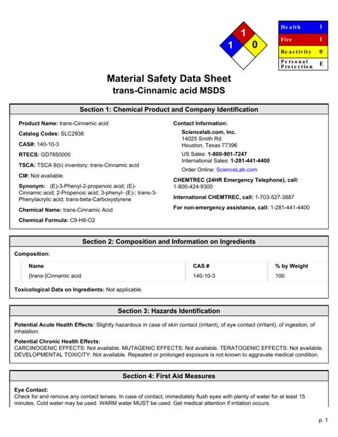 MATERIAL SAFETY DATA SHEET Page 1 of 2 - ncmedical.com