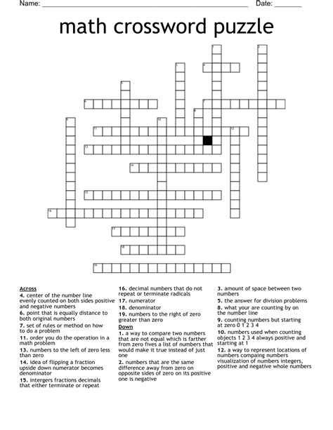 MATH CROSSWORD WordMint