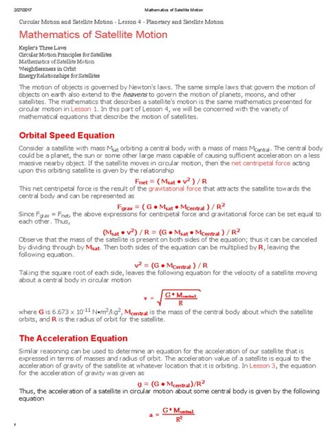 Mathematics of Satellite Motion - The Physics Classroom - wintechmobiles.com