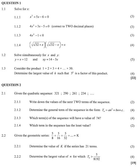 MATHEMATICS PAPER 2 GRADE 12 QUESTIONS - NSC PAST …