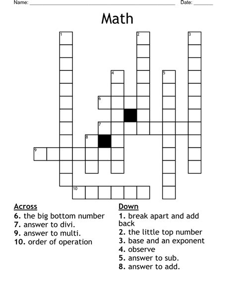 MATHS CROSSWORD WordMint