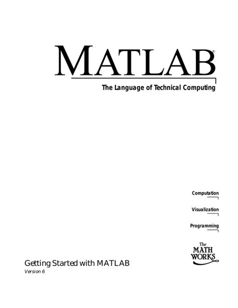 MATLAB The Language of Technical Computing (Getting Started with MATLAB)