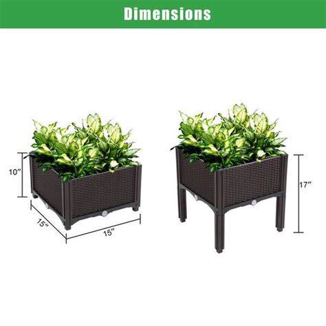 Matteo Set of 2 Brown Plastic Raised Planters - 50x50x46.5cm, Self ... - raincitystudios.com