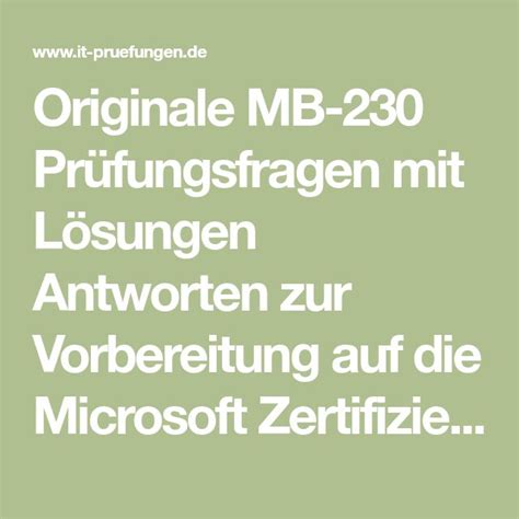 MB-230 Musterprüfungsfragen