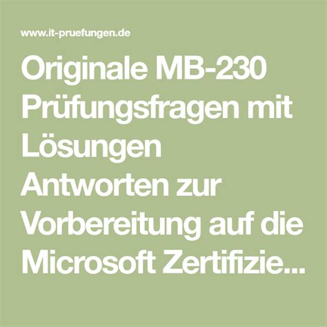 MB-230 Zertifizierungsfragen