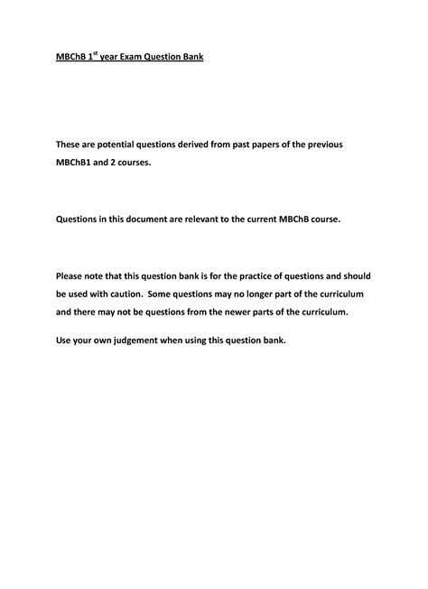 MBCh B 1st Year Answer Bank - MBChB 1 st year Exam Question