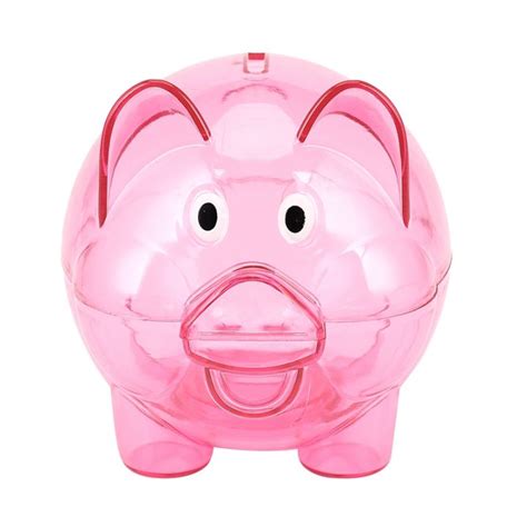 MC287 Cute Plastic Pig Clear Piggy Coin Box Money Cash