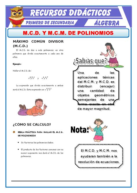 MCD y MCM de Polinomios para Primero de Secundaria