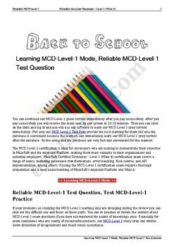 MCD-Level-1 Tests