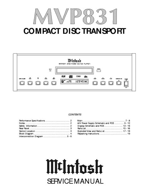 MCINTOSH MVP831 Service Manual download, schematics, …