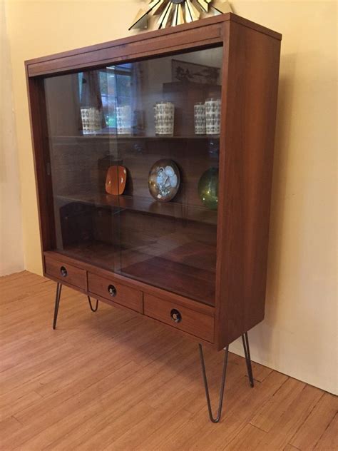 MCM Glass Fronted Walnut Display with Drawers by BasicWitz EPOCH