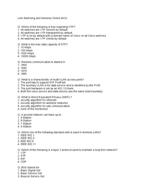 MCQ 2 PDF PDF Wireless Lan Computer Network