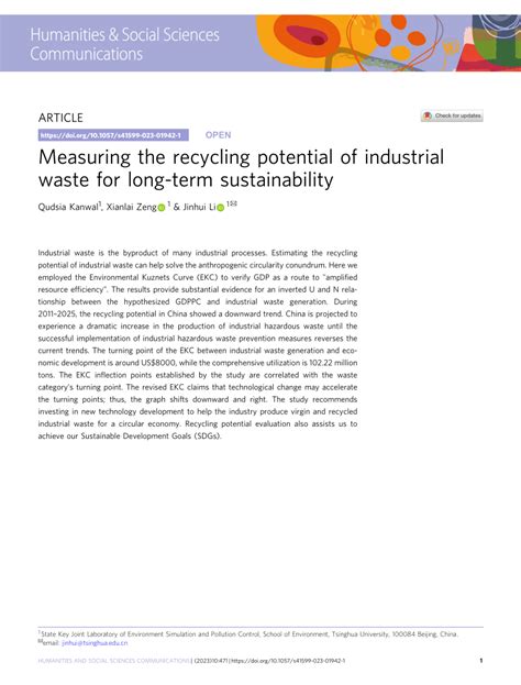 Measuring the recycling potential of industrial waste for long-term ... - raincitystudios.com