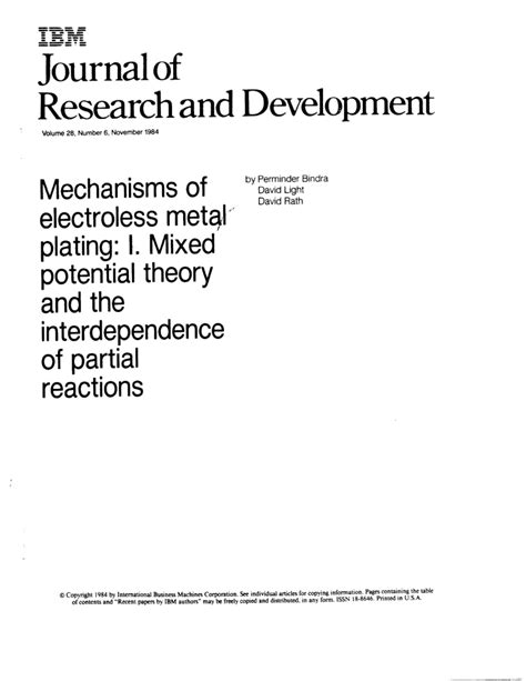 Mechanisms of electroless metal plating: I. Mixed potential theory and ... - wintechmobiles.com