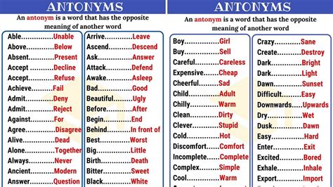 MEDIUM Antonyms: 15 Opposite Words in English