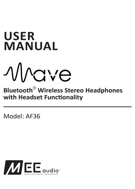 MEE WAVE AF36 USER MANUAL Pdf Download ManualsLib