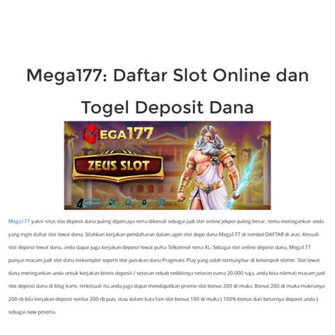 MEGA177 Daftar Slot Online Dan Togel Deposit Dana MEGA177 - MEGA177