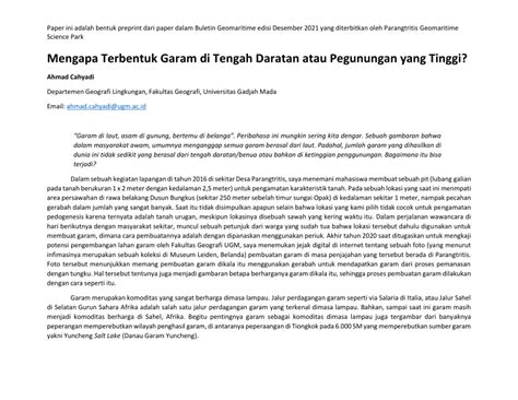 Mengapa Terbentuk Garam di Tengah Daratan atau ... - ResearchGate - raincitystudios.com