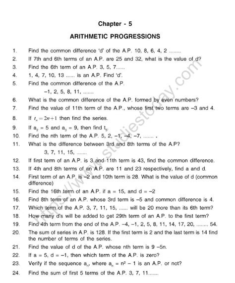 Mental Maths Arithmetic Progressions Class 10 Mathematics Practice ... - wintechmobiles.com